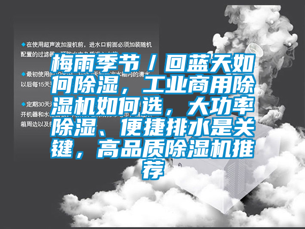 梅雨季節／回藍天如何除濕，工業商用除濕機如何選，大功率除濕、便捷排水是關鍵，高品質除濕機推薦